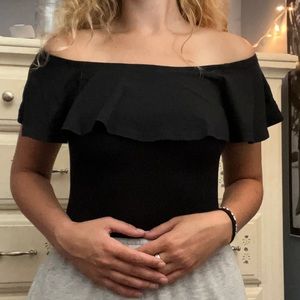 Black Off the Shoulder Bodysuit